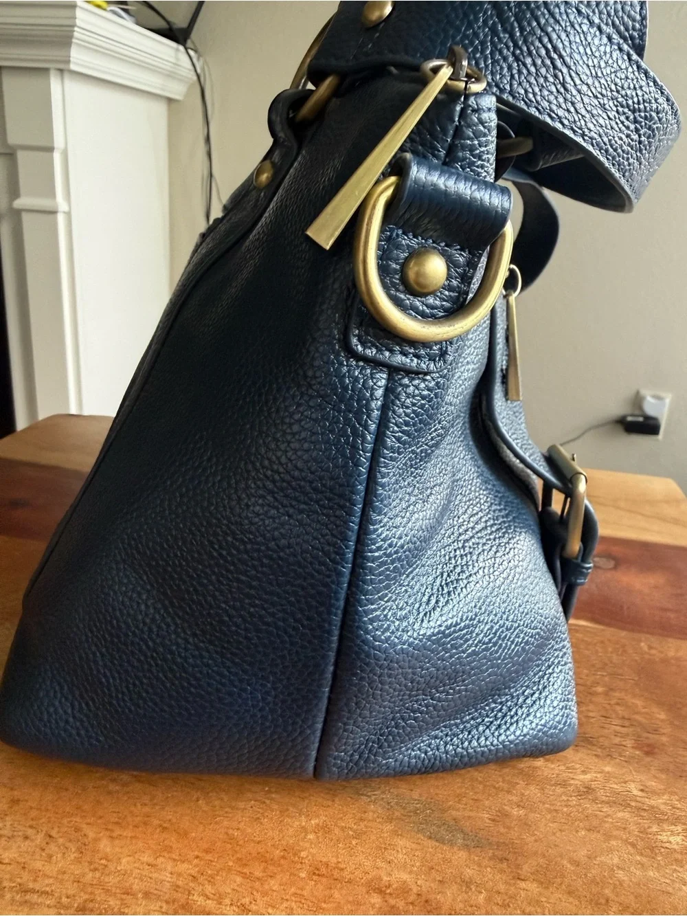 SHUTTER bag Heirloom Navy Blue Pebbled Leather Camera Bag (read)
